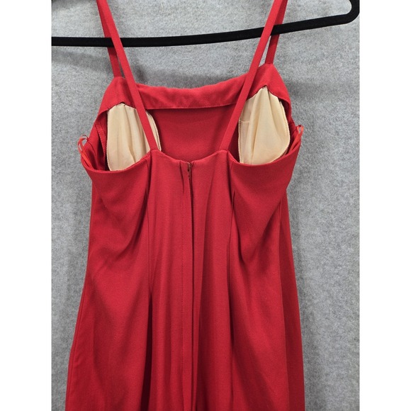 Jessica McClintock Gunne Sax Dress Red Prom Formal Slit 7/8 Long Rhinestones - Picture 7 of 14